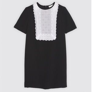 Sandro Histoire Lace-Bib Front Woven Dress